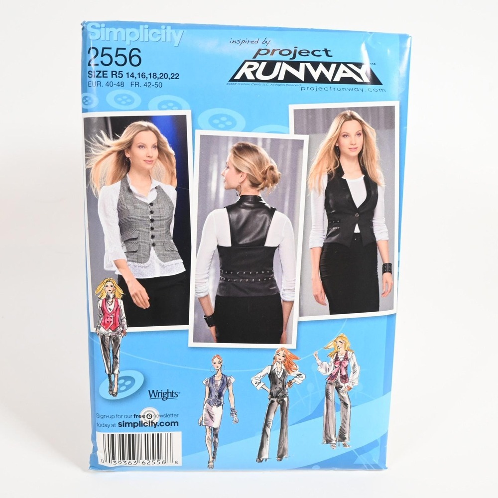 Simplicity 2556 Sewing Pattern Misses Vests Size R5 14-22 Uncut Factory Folded